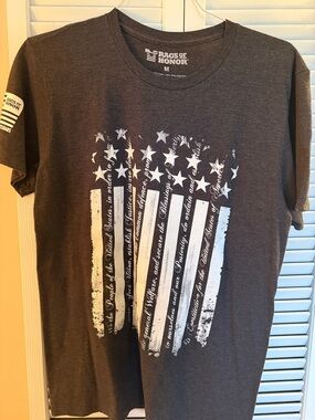 Flags of Honor Charcoal Graphic Tee with White Flag Print